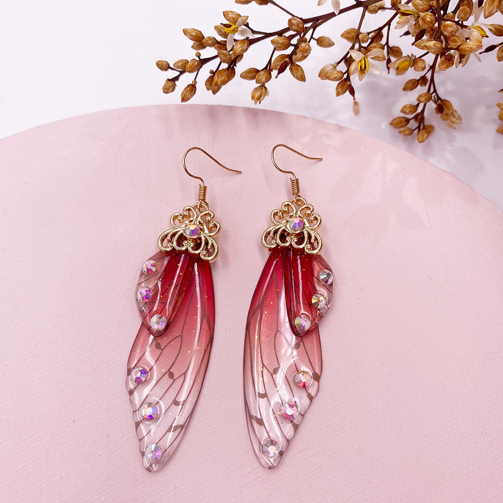 Handmade Femme Fairy Cicada Wing Earrings glossy-too