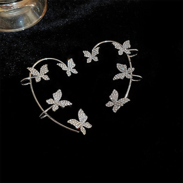 Sparkling Zircon Butterfly Ear Cuff