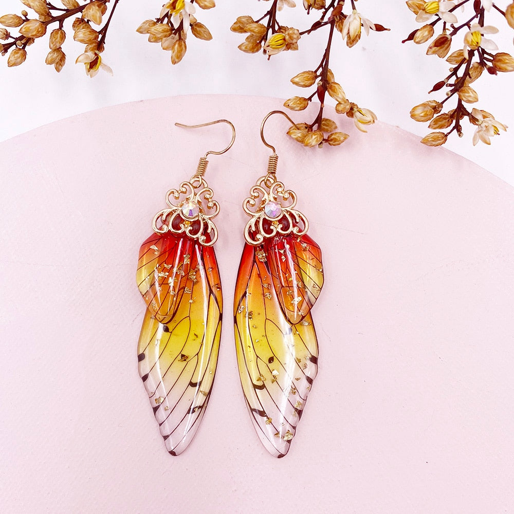 Handmade Femme Fairy Cicada Wing Earrings