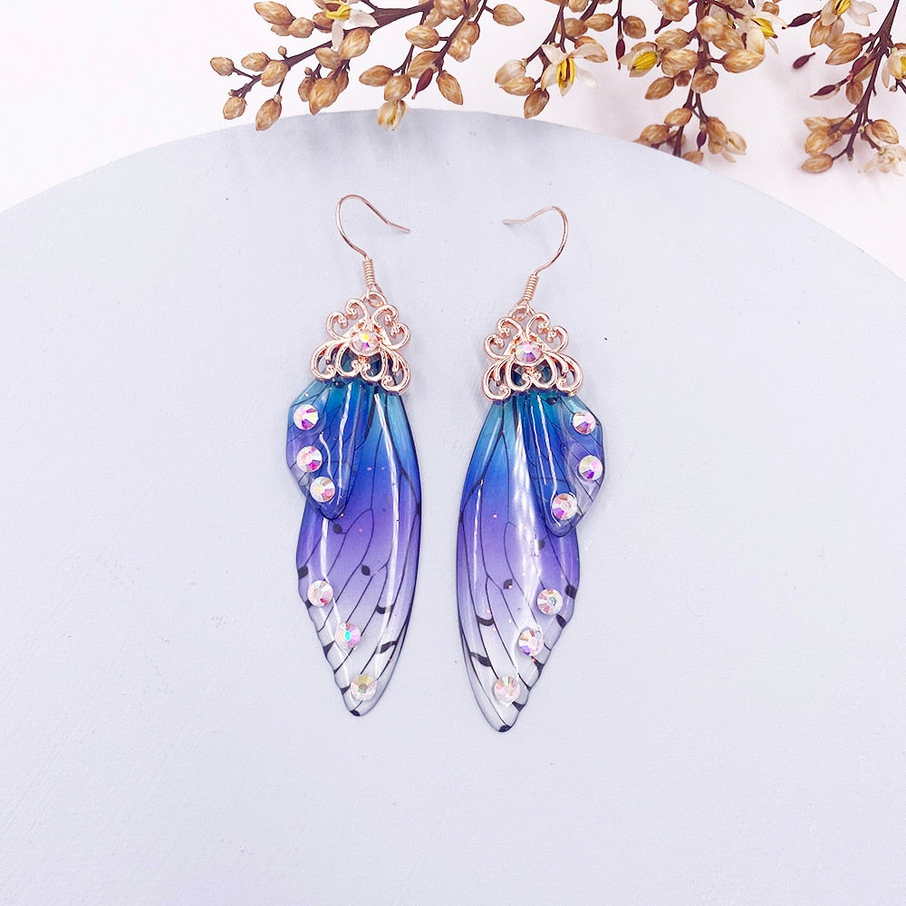 Handmade Femme Fairy Cicada Wing Earrings glossy-too