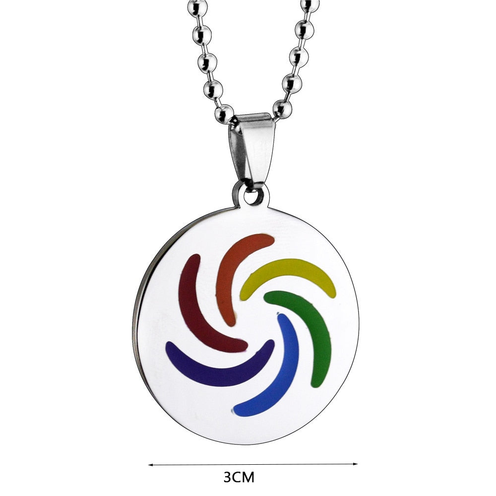 LGBTQ Rainbow Dog Tag Necklace Glossy-Too