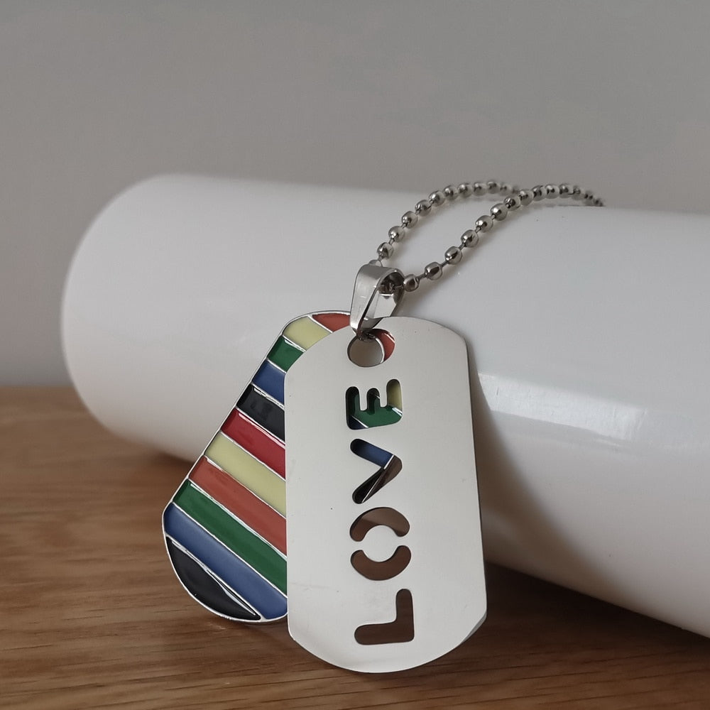 LGBTQIA dog tag necklace glossy-too love rainbow