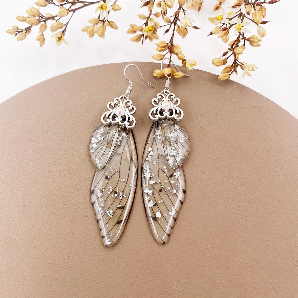 Handmade Femme Fairy Cicada Wing Earrings glossy-too