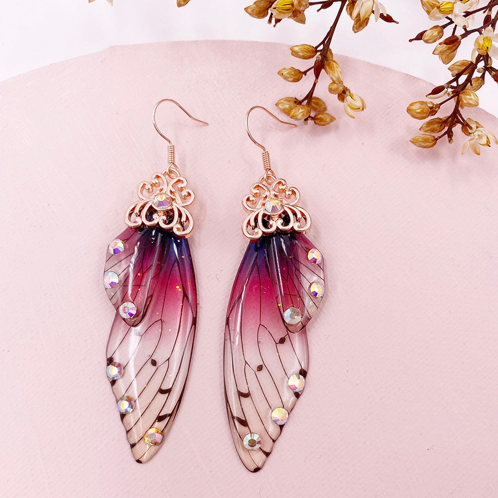 Handmade Femme Fairy Cicada Wing Earrings