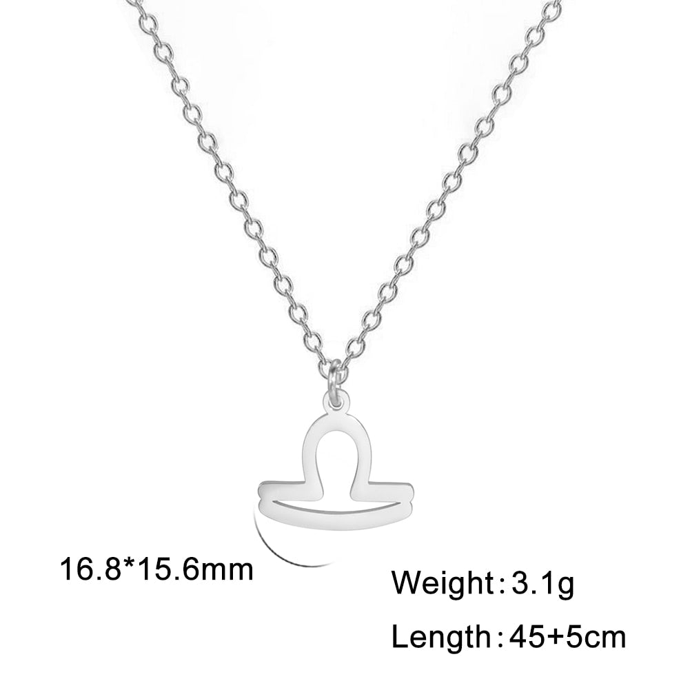 libra silver Zodiac Pendant Necklace