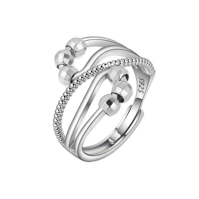 Sterling Silver Anti Anxiety Ring with Beads