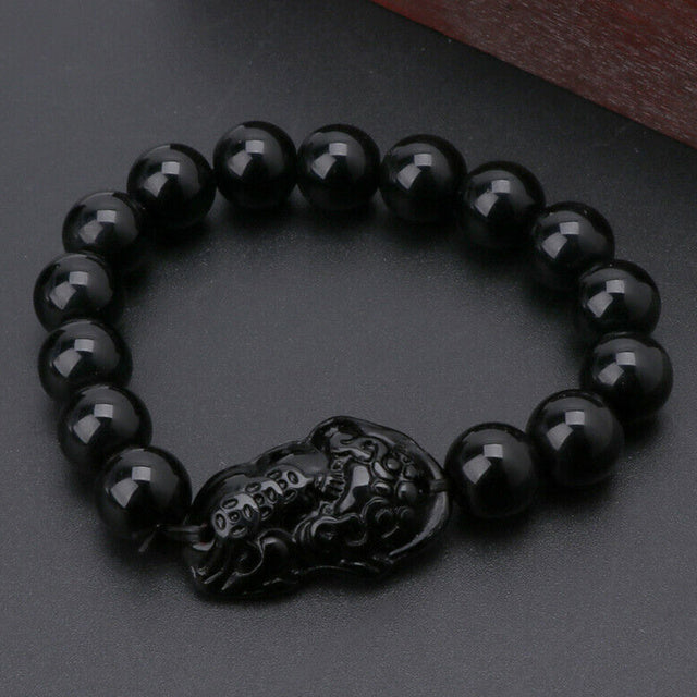 Obsidian Wealth & Good Luck Bead Bracelet for Men & Women