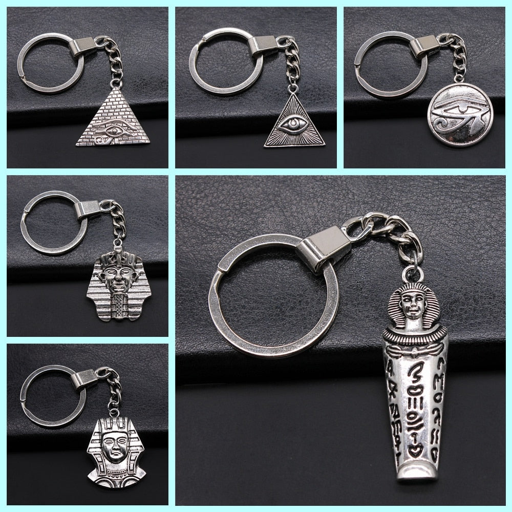 Vintage Egyptian Charm Keychains - Ancient symbolic elegance in vintage keychains.