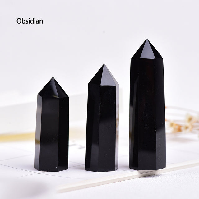 PurpleCloud Obsidian Hexagonal Prism - Spiritual Home Decor Stone