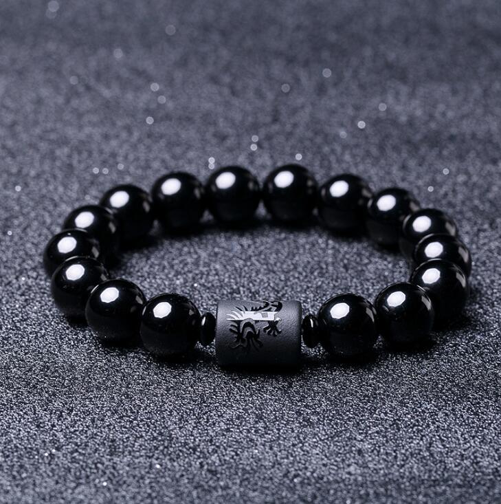 Natural Black Obsidian Bracelet Glossy-Too