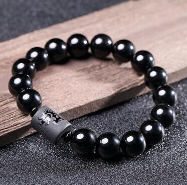 Natural Black Obsidian Bracelet Glossy-Too