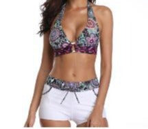 Women's Patchwork Boy Short Swim Suit Set Glossy-Too