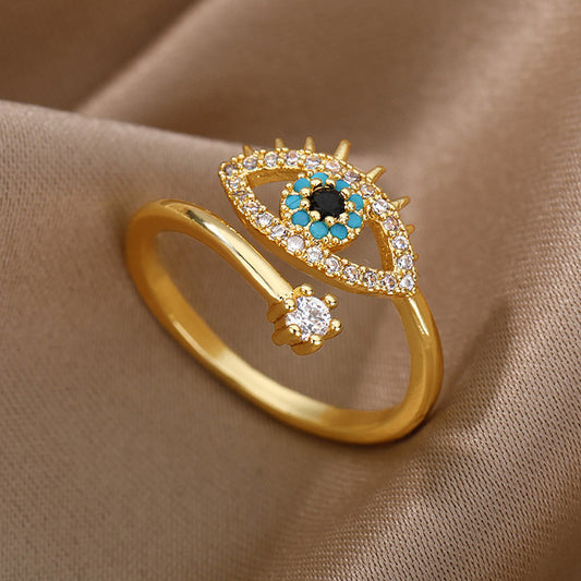 Lucky Turkish Blue Eye Ring - Spiritual protection, metaphysical healing, and defense through Turkish Blue Eye design.