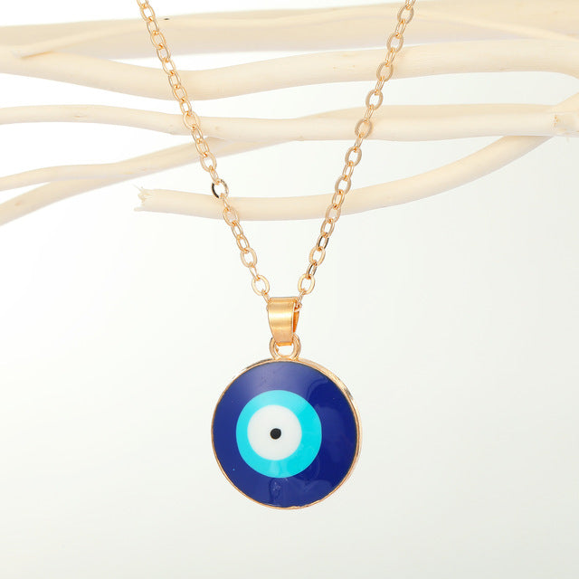 urkish Lucky Blue Eye Pendant Necklace - Symbol of protection and good fortune.