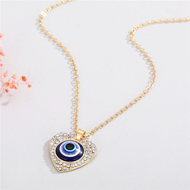 Turkish Evil Eye Pendant Necklace metaphysical Glossy-Tooaurkish Lucky Blue Eye Pendant Necklace - Symbol of protection and good fortune.