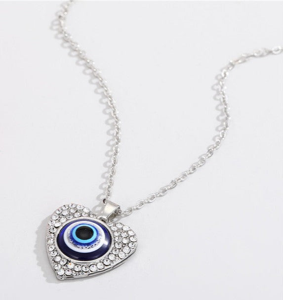 urkish Lucky Blue Eye Pendant Necklace - Symbol of protection and good fortune.  silver