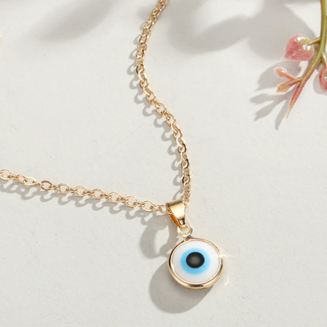 urkish Lucky Blue Eye Pendant Necklace - Symbol of protection and good fortune.  gold