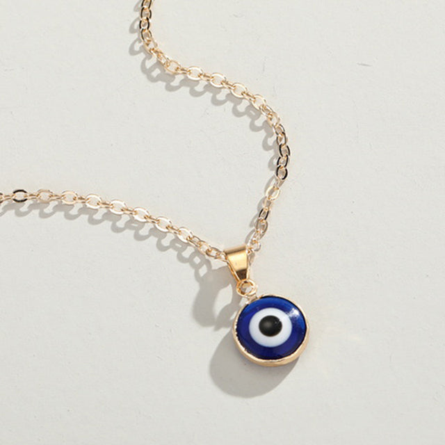 urkish Lucky Blue Eye Pendant Necklace - Symbol of protection and good fortune. gold